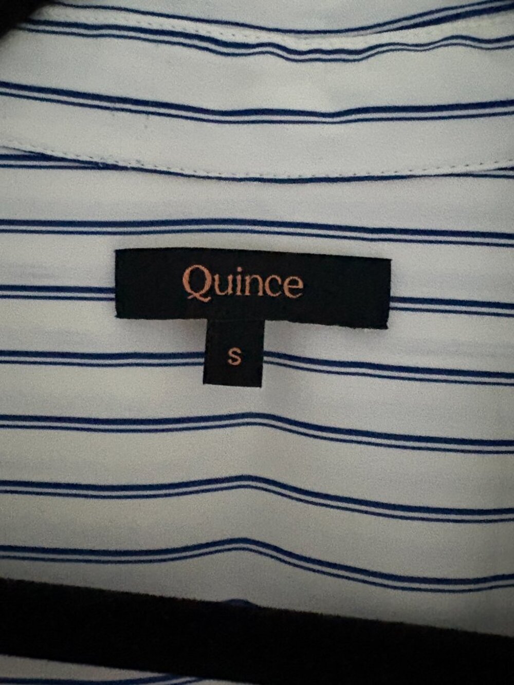 Quince Striped White & Blue Button-Up Top - S - Picture 3 of 3